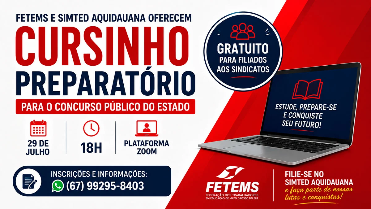 FETEMS e SIMTED oferecem cursinho preparatório gratuito para filiados…